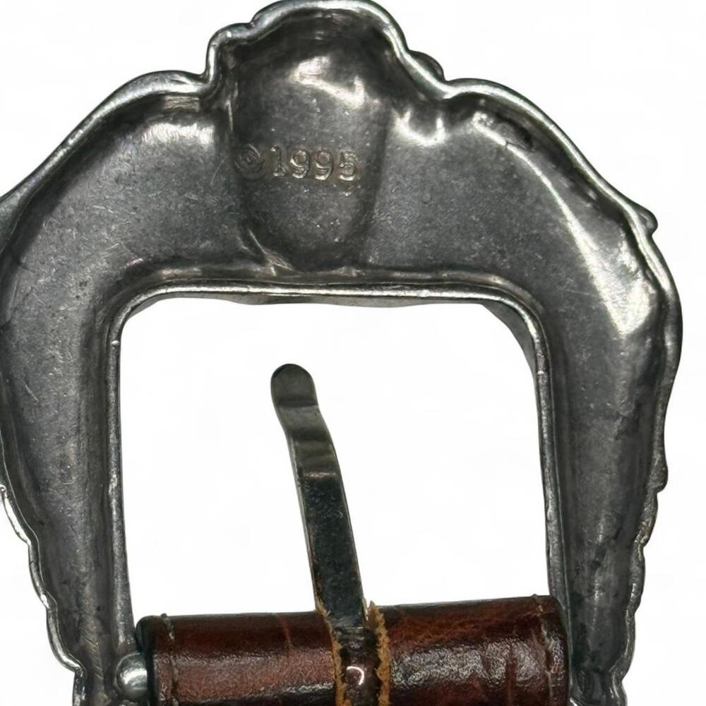 Vintage Brighton 1995 brown crocodile-embossed leather belt‎ Cherub angel - Picture 5 of 8